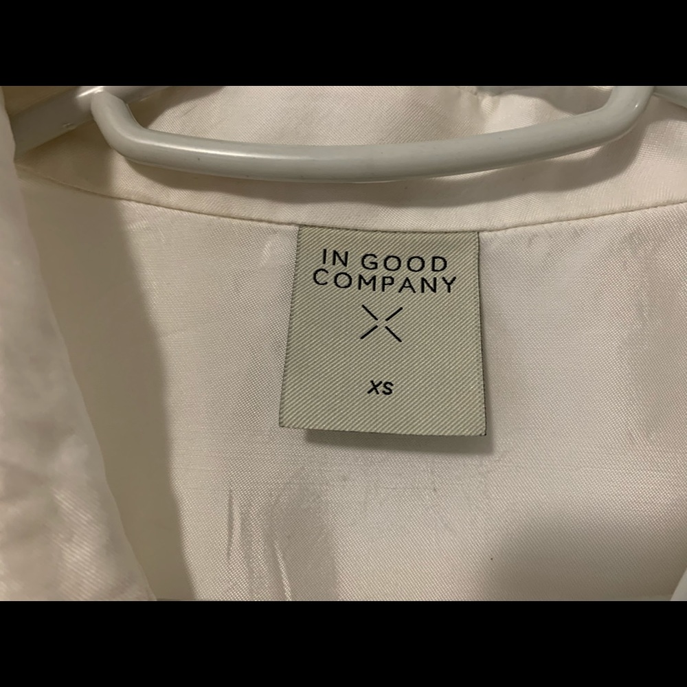 White Collared Button Silky Cupro Short Sleeve Top - image 7